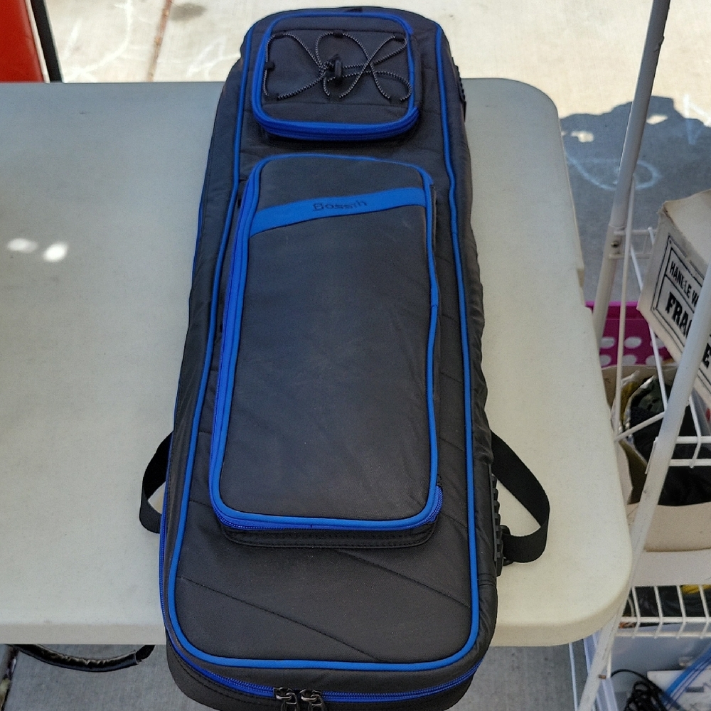 Gray and Blue Pool Cue StickBag with Backpack Straps
